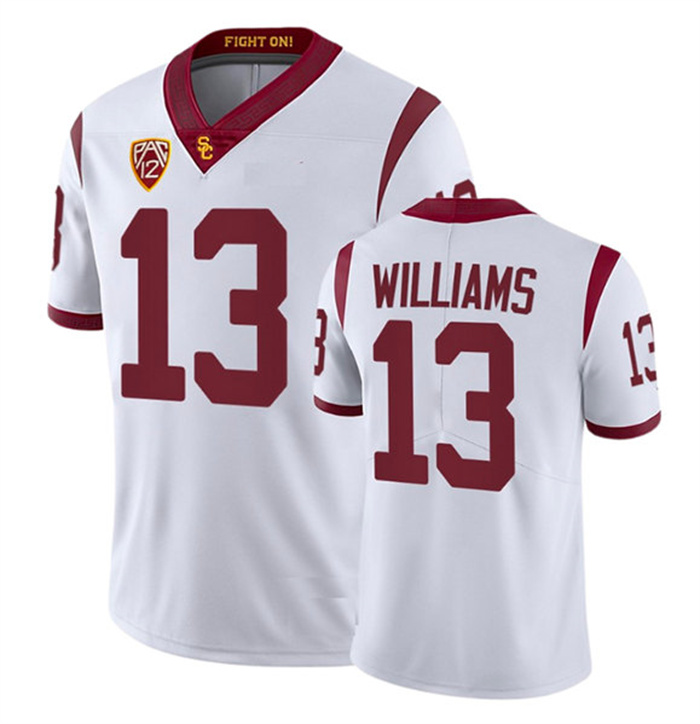 Men's USC Trojans #13 Caleb Williams White Stitched Jersey