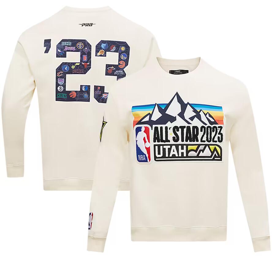 Men's Unisex Pro Standard Cream 2023 All-Star Game Chenille Fleece Pullover Sweatshirt