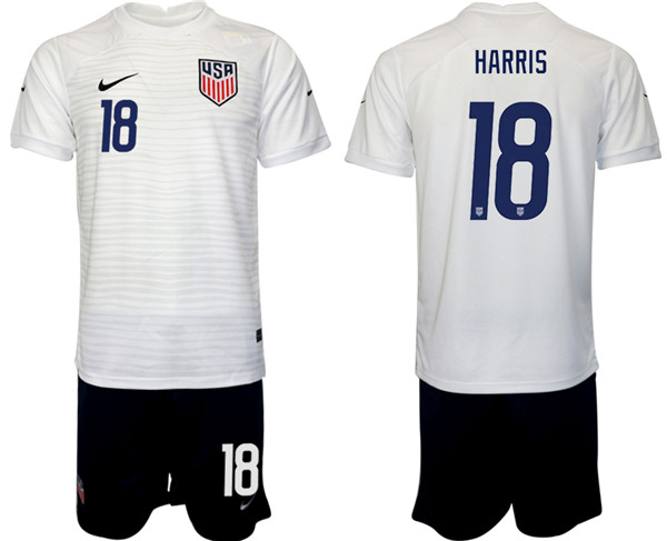 Men's United States #18 Harris White Home Soccer Jersey Suit