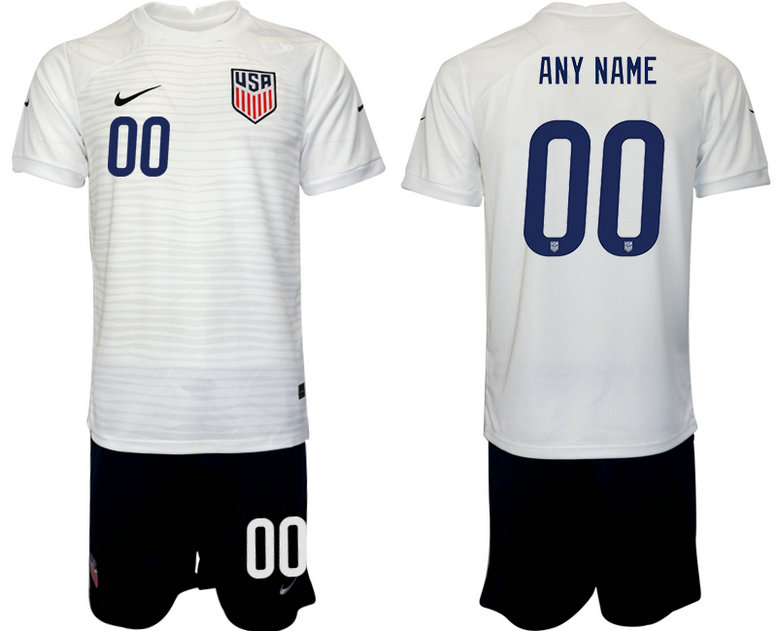 Men's United States Custom White Home Soccer Jersey Suit