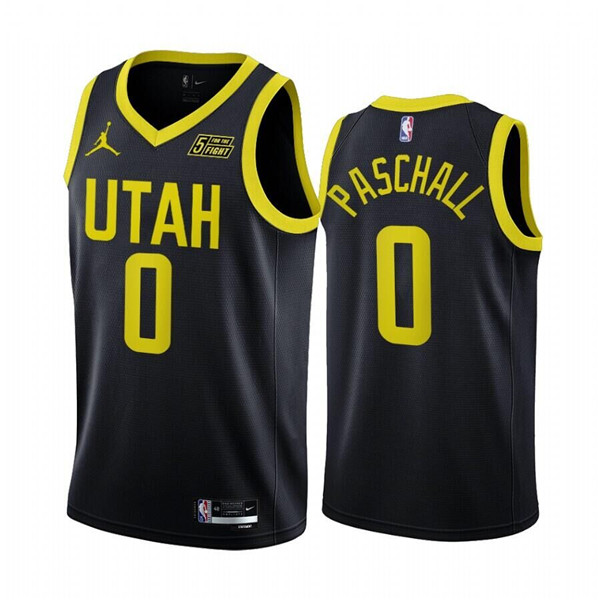 Men's Utah Jazz #0 Eric Paschall 2022 23 Black Statement Edition Stitched Basketball Jersey
