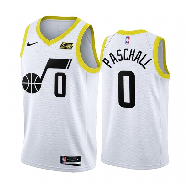 Men's Utah Jazz #0 Eric Paschall 2022 23 White Association Edition Stitched Basketball Jersey