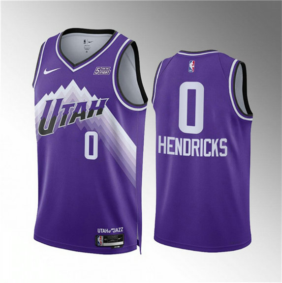 Men's Utah Jazz #0 Taylor Hendricks Purple 2023 24 City Edition Stitched Basketball Jersey