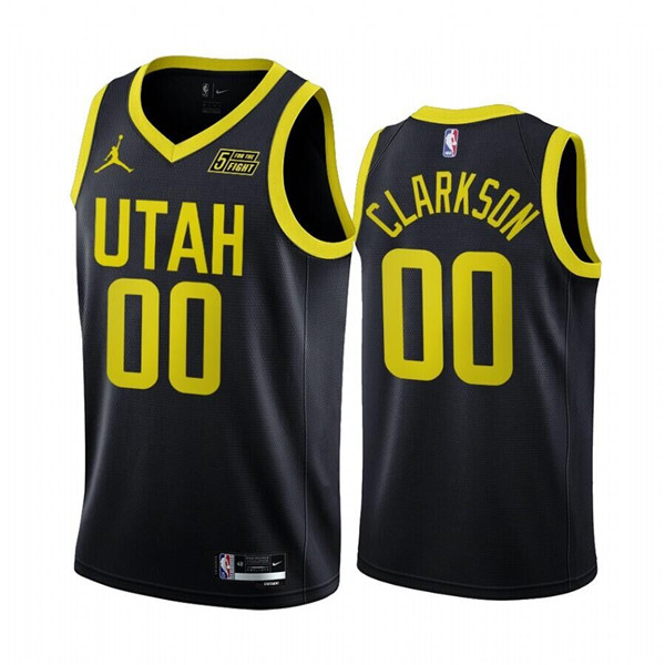 Men's Utah Jazz #00 Jordan Clarkson 2022 23 Black Statement Edition Stitched Basketball Jersey