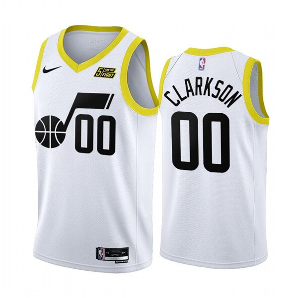 Men's Utah Jazz #00 Jordan Clarkson 2022 23 White Association Edition Stitched Basketball Jersey