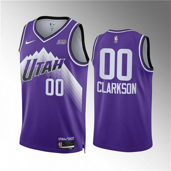 Men's Utah Jazz #00 Jordan Clarkson Purple 2023 24 City Edition Stitched Basketball Jersey