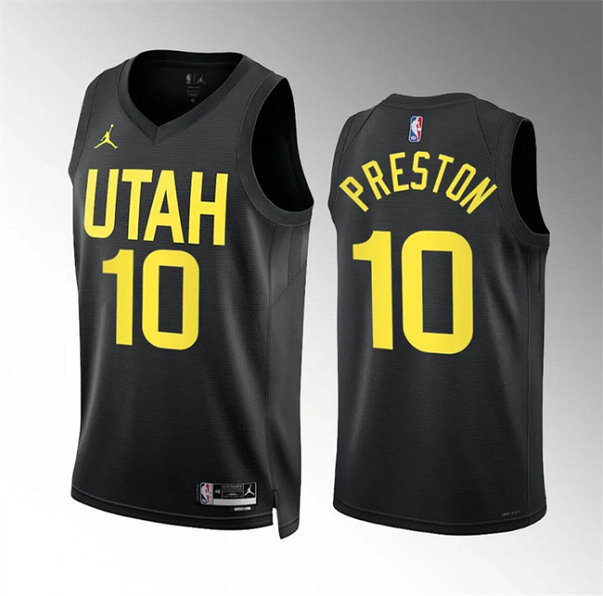 Men's Utah Jazz #10 Jason Preston Black Statement Edition Stitched Basketball Jersey