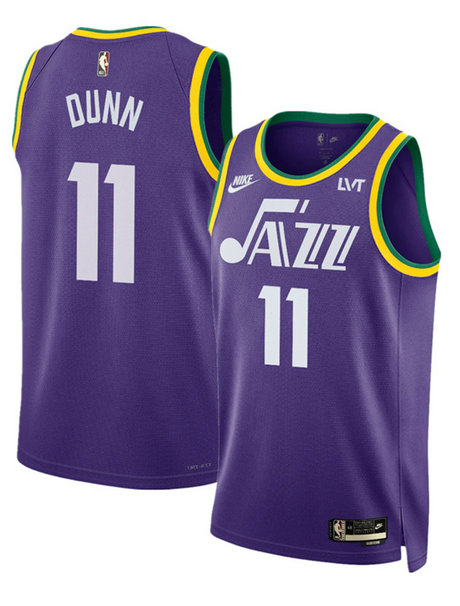 Men's Utah Jazz #11 Kris Dunn Purple 2023 Classic Edition Stitched Basketball Jersey