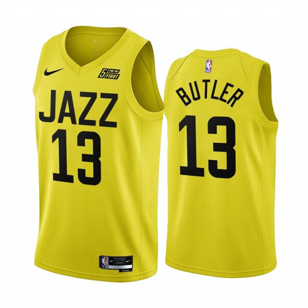 Men's Utah Jazz #13 Jared Butler 2022 23 Yellow Icon Edition Stitched Basketball Jersey