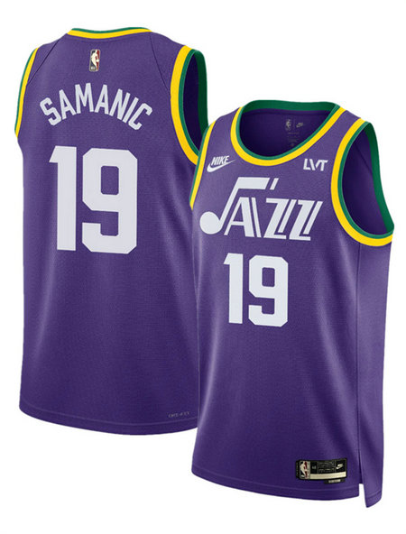 Men's Utah Jazz #19 Luka Samanic Purple 2023 Classic Edition Stitched Basketball Jersey