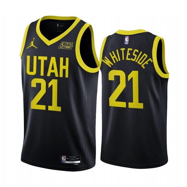 Men's Utah Jazz #21 Hassan Whiteside 2022 23 Black Statement Edition Stitched Basketball Jersey