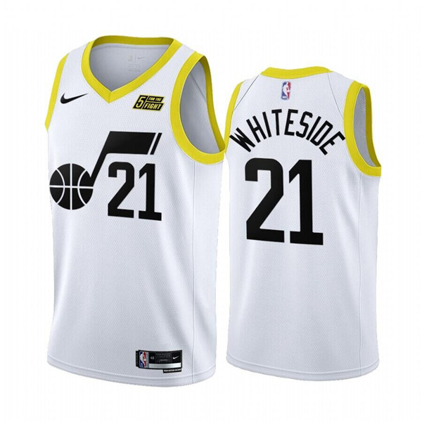 Men's Utah Jazz #21 Hassan Whiteside 2022 23 White Association Edition Stitched Basketball Jersey