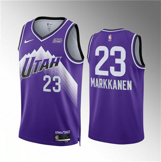 Men's Utah Jazz #23 Lauri Elias Markkanen Purple 2023 24 City Edition Stitched Basketball Jersey