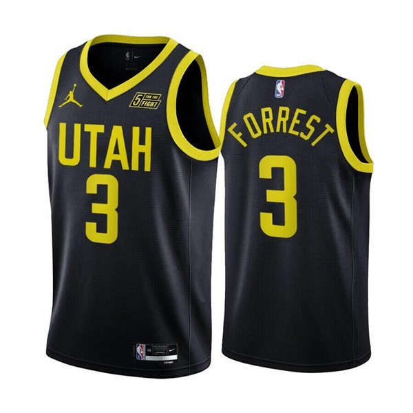 Men's Utah Jazz #3 Trent Forrest 2022 23 Black Statement Edition Stitched Basketball Jersey