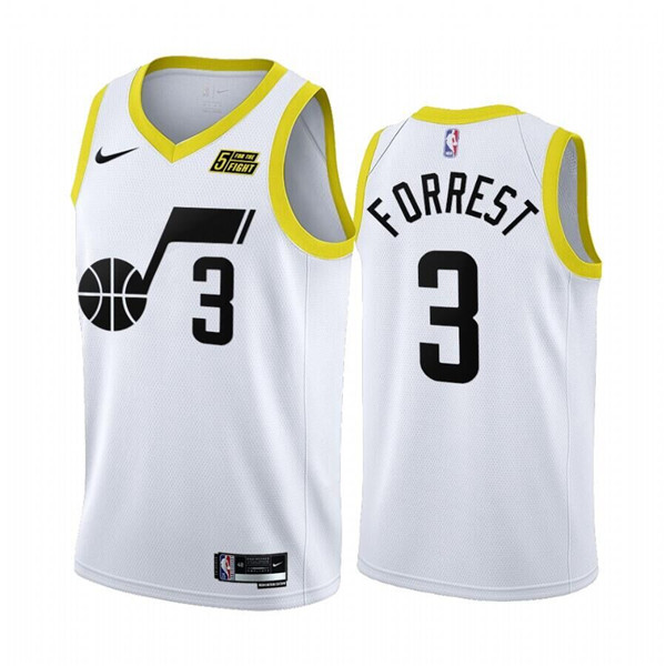 Men's Utah Jazz #3 Trent Forrest 2022 23 White Association Edition Stitched Basketball Jersey