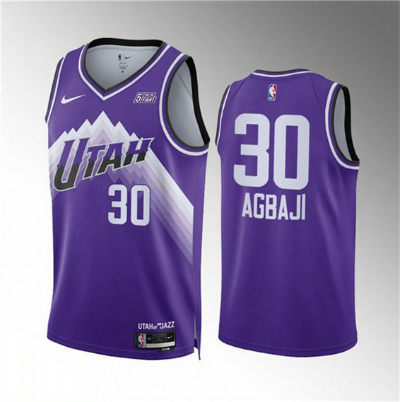 Men's Utah Jazz #30 Ochai Agbaji Purple 2023 24 City Edition Stitched Basketball Jersey