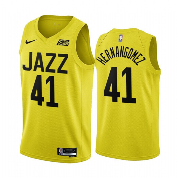 Men's Utah Jazz #41 Juancho Hernangómez 2022 23 Yellow Icon Edition Stitched Basketball Jersey