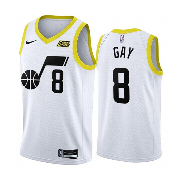 Men's Utah Jazz #8 Rudy Gay 2022 23 White Association Edition Stitched Basketball Jersey