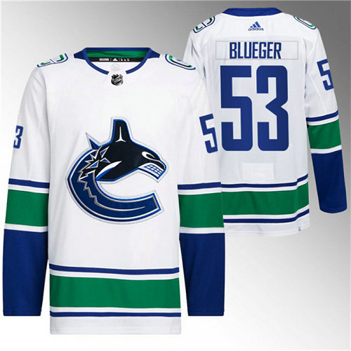 Men's Vancouver Canucks #53 Teddy Blueger White Retro Stitched Jersey