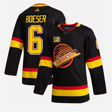 Men's Vancouver Canucks #6 Brock Boeser 50th Anniversary Black Stitched Jersey