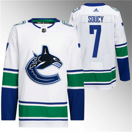 Men's Vancouver Canucks #7 Carson Soucy White Stitched Jersey