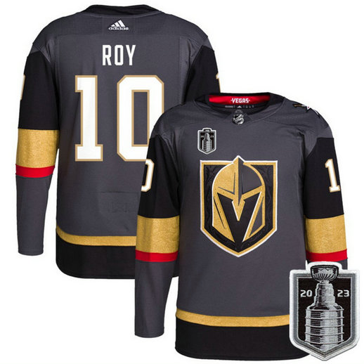 Men's Vegas Golden Knights #10 Nicolas Roy Gray 2023 Stanley Cup Final Stitched Jersey