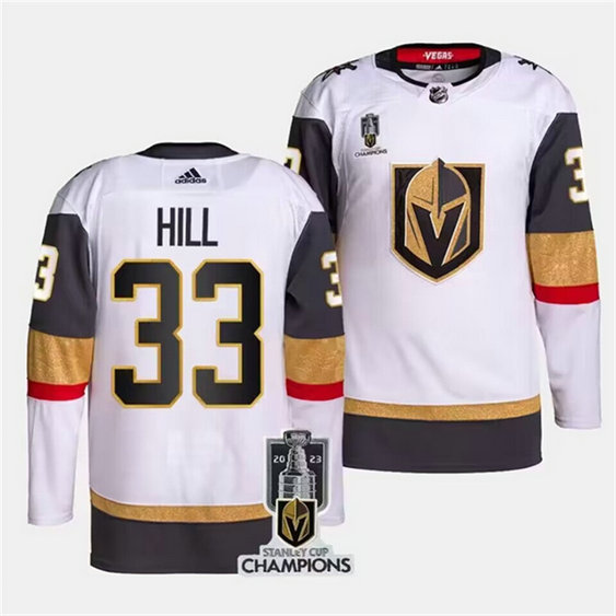 Men's Vegas Golden Knights #33 Adin Hill White 2023 Stanley Cup Champions Stitched Jersey