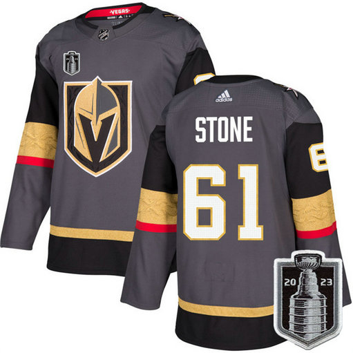 Men's Vegas Golden Knights #61 Mark Stone Gray 2023 Stanley Cup Final Stitched Jersey