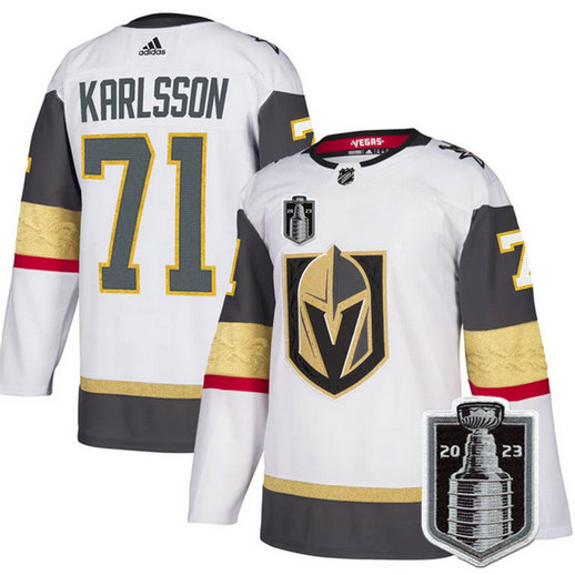 Men's Vegas Golden Knights #71 William Karlsson White 2023 Stanley Cup Final Stitched Jersey