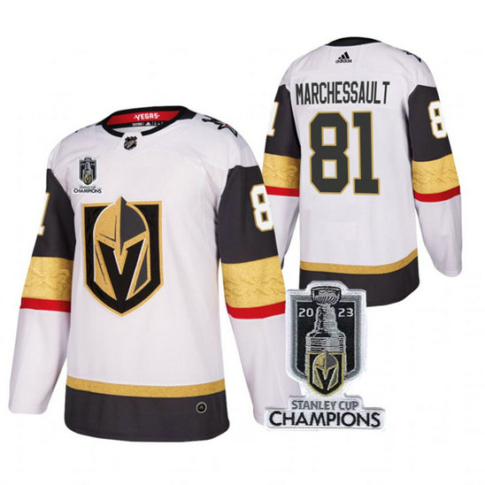 Men's Vegas Golden Knights #81 Jonathan Marchessault White 2023 Stanley Cup Champions Stitched Jerseys