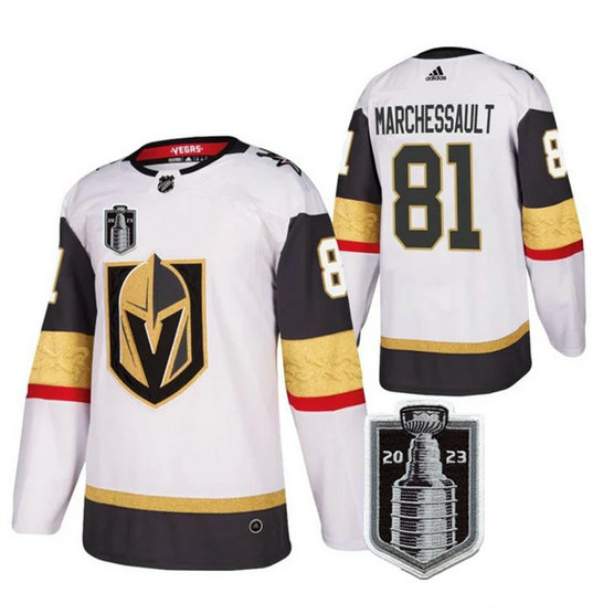 Men's Vegas Golden Knights #81 Jonathan Marchessault White 2023 Stanley Cup Final Stitched Jersey