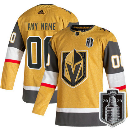 Men's Vegas Golden Knights Customized Gold 2023 Stanley Cup Final Stitched Jersey
