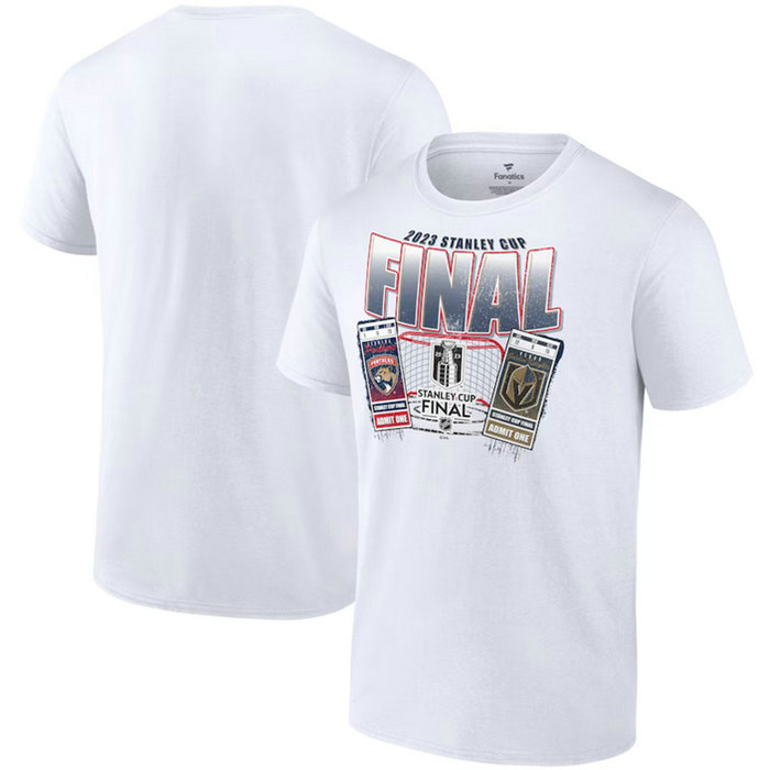 Men's Vegas Golden Knights White 2023 Stanley Cup Final Matchup Big Ticket T-Shirt