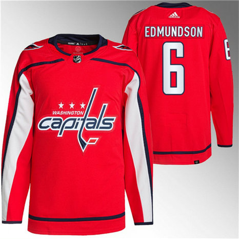 Men's Washington Capitals #6 Joel Edmundson Red Stitched Jersey