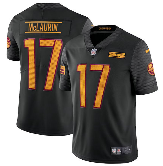 Men's Washington Commanders #17 Terry McLaurin Black Vapor Limited Stitched Football Jersey