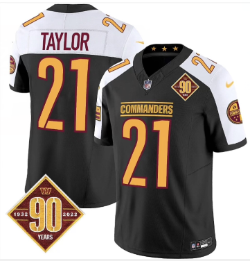 Men's Washington Commanders #21 Sean Taylor Black White Limited Stitched Football Jersey