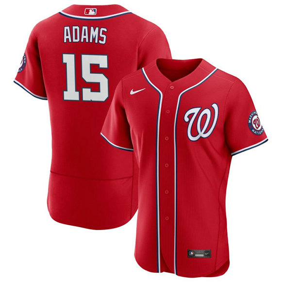 Men's Washington Nationals #15 Riley Adams Red Flex Base Stitched MLB Jersey
