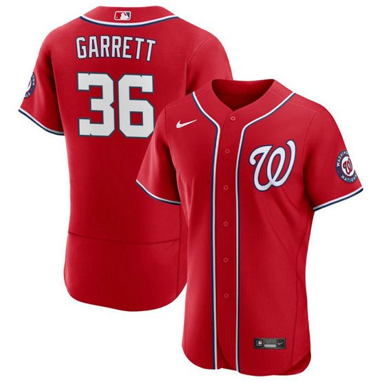 Men's Washington Nationals #36 Stone Garrett Red Flex Base Stitched MLB Jersey