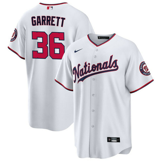 Men's Washington Nationals #36 Stone Garrett White Cool Base Stitched Baseball Jersey