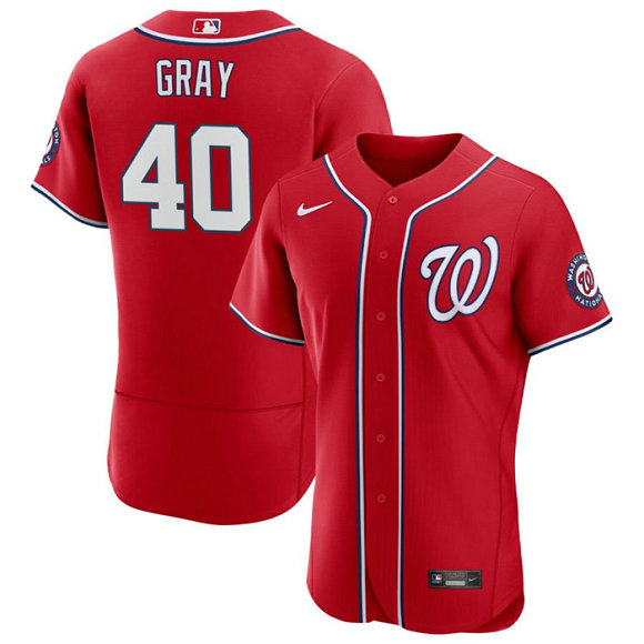 Men's Washington Nationals #40 Josiah Gray Red Flex Base Stitched MLB Jersey