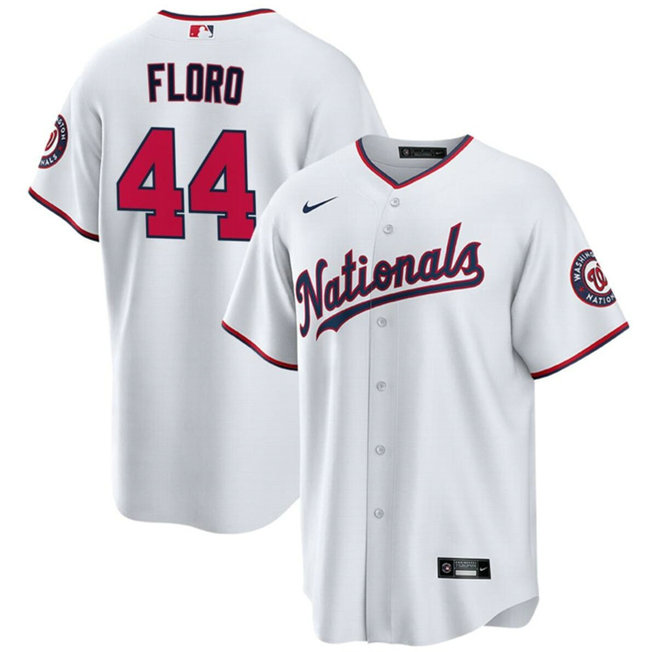 Men's Washington Nationals #44 Dylan Floro White Cool Base Stitched Baseball Jersey