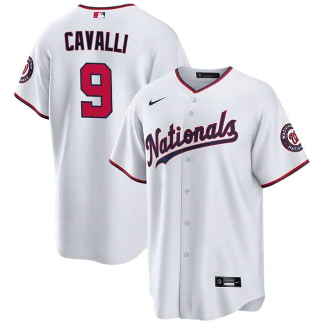 Men's Washington Nationals #9 Cade Cavalli White Cool Base Stitched Baseball Jersey