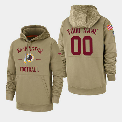 Men's Washington Redskins Custom 2019 Salute to Service Sideline Therma Pullover Hoodie - Tan
