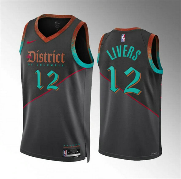 Men's Washington Wizards #12 Isaiah Livers Black 2023 24 City Edition Stitched Basketball Jersey