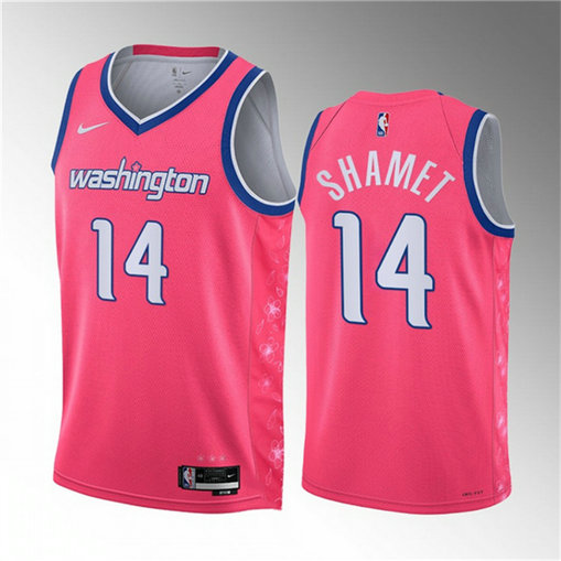 Men's Washington Wizards #14 Landry Shamet Pink 2023 City Edition Stitched Jersey