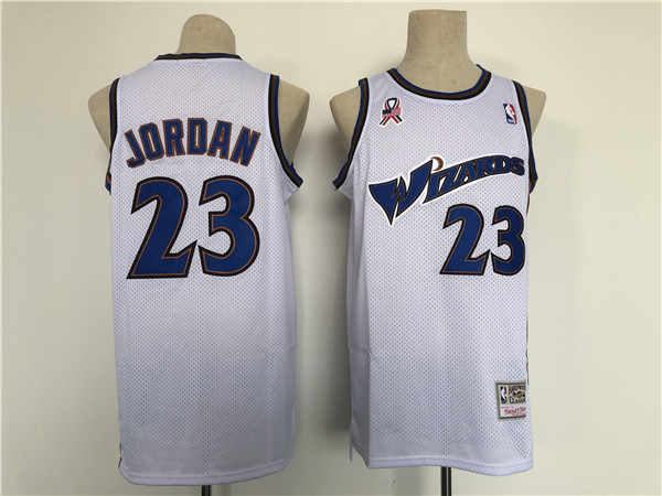 Men's Washington Wizards #23 Michael Jordan White Throwback Stitched Jersey