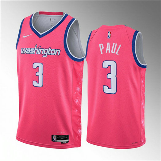 Men's Washington Wizards #3 Chris Paul Pink 2023 City Edition Stitched Jersey