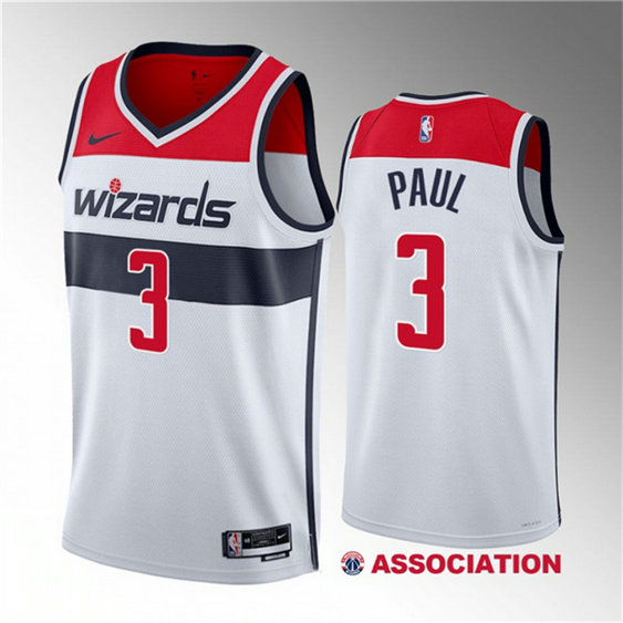 Men's Washington Wizards #3 Chris Paul White Association Edition Stitched Jersey