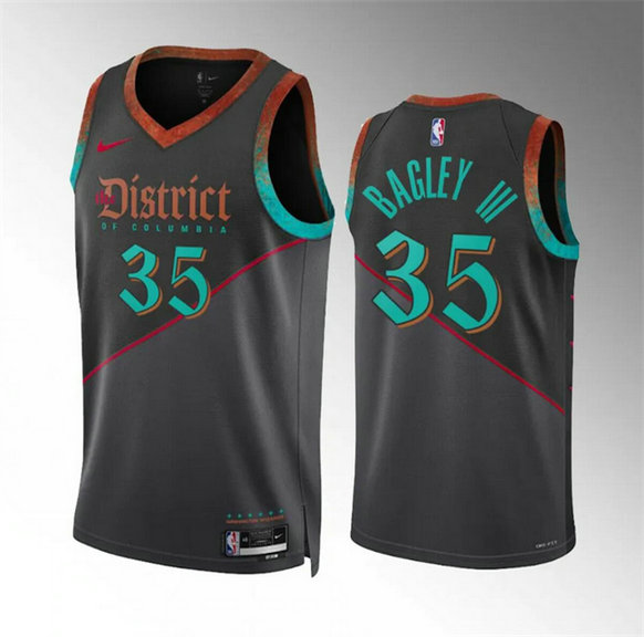 Men's Washington Wizards #35 Marvin Bagley III Black 2023 24 City Edition Stitched Basketball Jersey