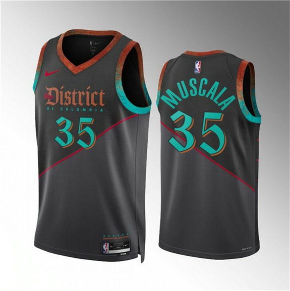 Men's Washington Wizards #35 Mike Muscala Black 2023 24 City Edition Stitched Basketball Jersey